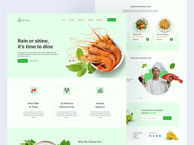 Food Restaurant Landing Page Design branding estaurant website food landing page design food website home page design landing landing page restaurant landing page ui web web design web page website