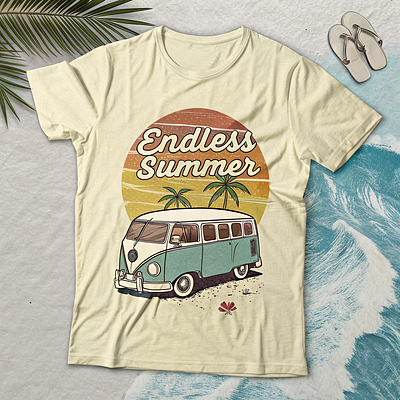 Endless Summer – Vintage Surf Vibes graphic design logo design t shirt design typography design vintage t shirt vintage vibes