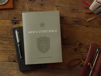Men's Study Bible army bible book christian church cross design icon illustration linework logo men military minimal shield simple