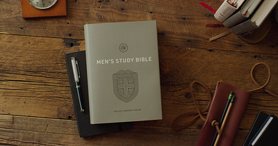 Men's Study Bible army bible book christian church cross design icon illustration linework logo men military minimal shield simple