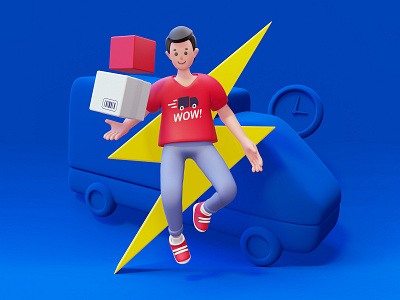 Stanley Man | Deliver 3d blender character courier deliver delivery design illustration man people