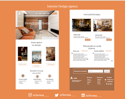 Landing page branding interior design agency landing page ui