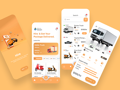 Hire Application delivery app hire app ios app mobile app ui ux