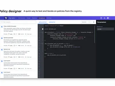 No code policy designer @Hashicorp code data editor infrastructure no code text editor ui visualization