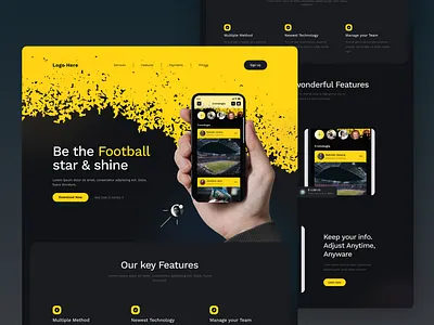 Football Manager app promo Landing page app promo appdesign design figma football graphic design manager soccer ui uiux uxdesign webdesign