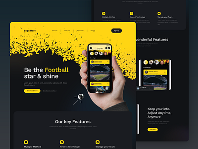 Football Manager app promo Landing page app promo appdesign design figma football graphic design manager soccer ui uiux uxdesign webdesign