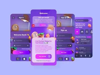 Mobile App Furnitures Store 3d 3d app app branding design furniture furnitures store graphic design home app illustration logo mobile mobile app ui ux vector