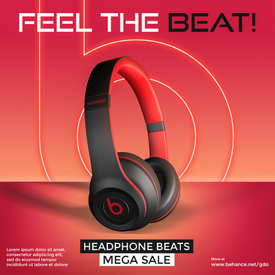 Headphone beats ad graphic design