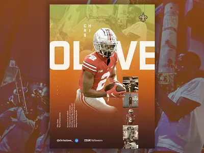 Chris Olave Graphic athlete design football graphic design ncaa nfl ohio state photoshop poster saints sports