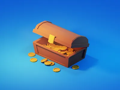 Magical Chest (Low poly 3D art) 3d