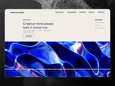 Creative hero section for digital agency 3d adobe animation branding design development figma graphic design hero section illustration landing page logo motion graphics ui ux web website