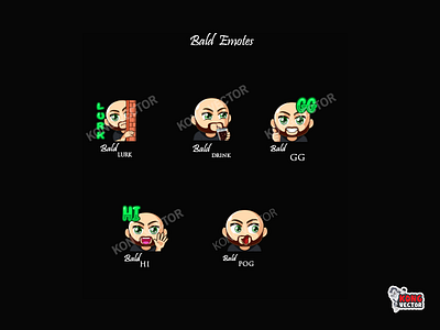 Bald twitch emotes cartoon design emoji emote emotes illustration logo twitch twitchemote twitchemotes
