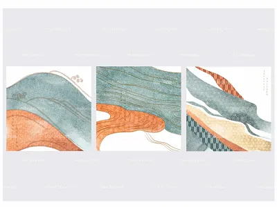 Painting brush decoration with hand drawn wave elements abstract art background banner brush stroke design geometric pattern hand drawn wave illustration japanese logo pattern ui vector watercolor texture