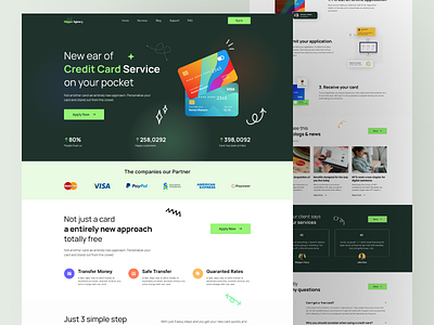 Credit card service provider landing page bank banking credit card design figma finance homepage financial fintech graphic design landing page protofolio remote service provider transfer ui wallet web design website