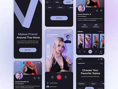 Social Media App app application chat chat app dark messaging app mobile network profile real project screen social social media social network splash trend ui website social media