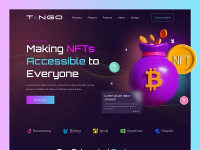 NFTs - NFT Marketplace Website 3d animation bitcoin buy cpdesign creativepeoples crypto art cryptoart dark design landing page nft art nft landing page nft marketplace nfts purchase sell token trending web web design