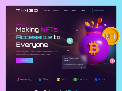 NFTs - NFT Marketplace Website 3d animation bitcoin buy cpdesign creativepeoples crypto art cryptoart dark design landing page nft art nft landing page nft marketplace nfts purchase sell token trending web web design