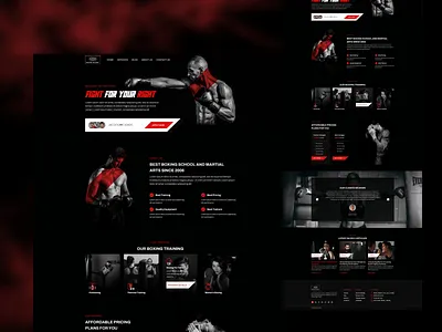 Boxing School | Fitness / Gym Landing Page Design elementor landing page photoshop psd design psd template ui design wordpress wordune