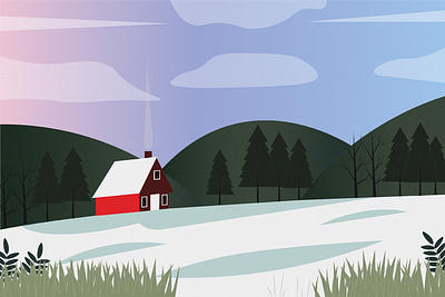 Cabin in the woods (winter) design graphic design illustration vector