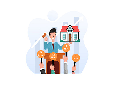 Bidding the property agency design flatdesign graphic design illustration vector