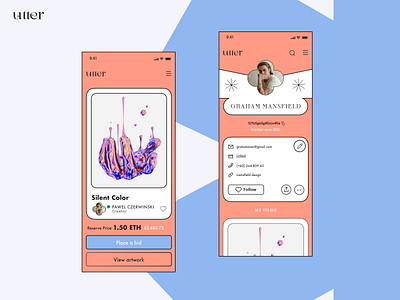 Utter NFT App app application artist branding creator figma logo nft ui user ux vector web