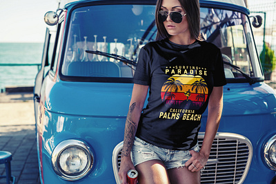 SURFING PARADISE SUMMER T-SHIRT DESIGN wave