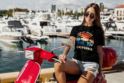 SUNSET BEACH CALIFORNIA T-SHIRT DESIGN tee