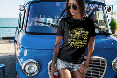 CUSTOM VINTAGE AMERICAN HOTROD T-SHIRT DESIGN tee
