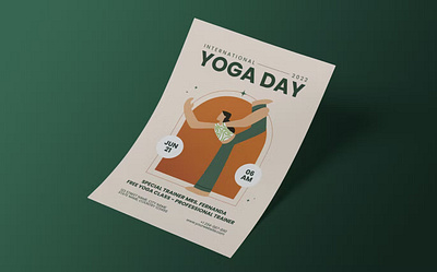 FREE International Yoga Day Flyer Template branding catalog clean day flyer design flyer template graphic design illustration indesign international international yoga magazine minimalist motion graphics print printable template ui yoga yoga day