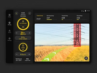 AI system interface for unmanned agricultural vehicles agriculture android autodriving autopilot dark mode design gps navigation tablet ui ux