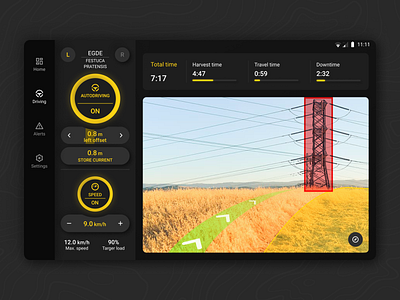 AI system interface for unmanned agricultural vehicles agriculture android autodriving autopilot dark mode design gps navigation tablet ui ux