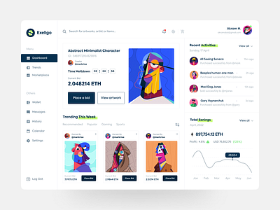 NFT Artwork Dashboard akramhs app art dashboard artwork blockchain dashboard dashboard design design illustration metaverse nft nft artwork nft dashboard nft marketplace ui ui design uiux uix ux web 3.0