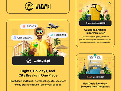 Website USP Section for a Travel Deals Platform ✦ Wakayki citybreaks digital design flightoffers graphic design holiday travel traveldeals usp vacation webdesign