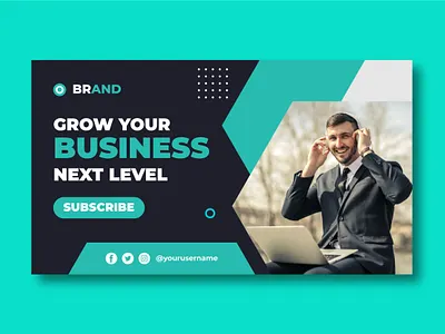 Youtube thumbnail digital business agency web banner template branding vlogging thumbnails