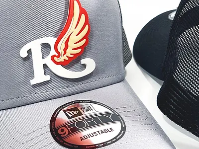 Winged "R" Trucker hat apparel branding design diy mixed media typogaphy