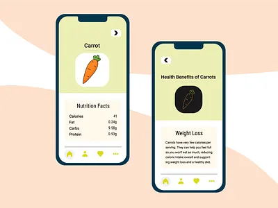 Healthy food mobile app adobe illustrator app carrot design food graphic design healthy illustration ui vector