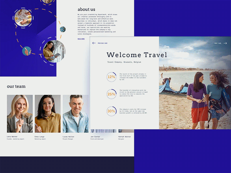 Case block. Landing Page. Digital solutions adobe animation blue dark design digital figma landing landing page light minimalism ui ux web web design