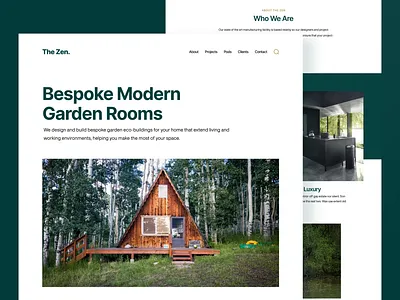 The Zen - Bespoke Modern Garden Rooms animation branding clean ui design graphic design illustration logo minimal modern website modern website design ui user experience user inteface ux web web design web3 website