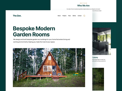 The Zen - Bespoke Modern Garden Rooms animation branding clean ui design graphic design illustration logo minimal modern website modern website design ui user experience user inteface ux web web design web3 website