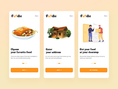 Food Delivery App | Service Tutorial Screens delivery app food app food app ui food delivery pixidiamond restaurants service tutorial screens