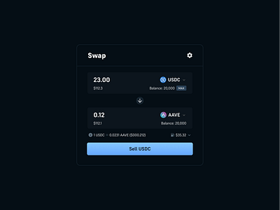 Token Swap Interface crypto dark defi design dex exchange gaming governance gradient illustration minimal system tokens ui uiux ux vector wallet web web3