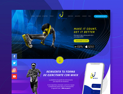 wikix, web design brand branding circle creative curves deep blue design graphic inspiration lines one page purple sports ui ux web web app web design web page website