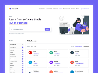 Sneak Peek of Maxearch Listing - Failist dashboard design sneakpeek ui uiux wip workinprogress