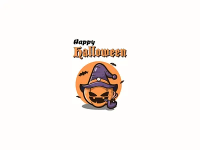 Happy Halloween Illustration background card cartoon halloween mascot smoking pumpkin