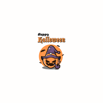 Happy Halloween Illustration background card cartoon halloween mascot smoking pumpkin