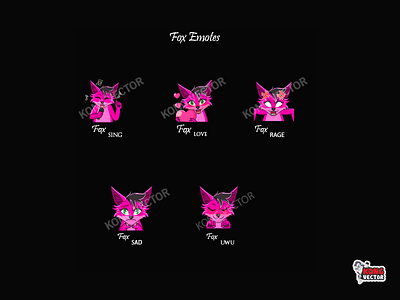 Fox Twitch Emotes cartoon design emoji emote emotes graphic design graphic streaming illustration logo lol rage twitch twitchemote twitchemotes uwu