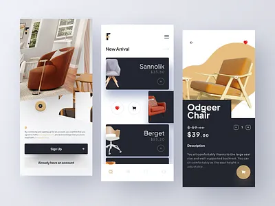 Fafifu - Furniture App Design 3d app architecture clean design ecommerce furniture furniture app furniture store illustration logo minimal minimalist mobile product design shop store typography ui ux