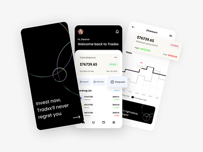 Crypto Mobile App Design android bitcoin clean crypto crypto app crypto coin crypto investment mobile app crypto market crypto mobile app cryptocurrency application cryptocurrency industry ethereum fintech investment ios litecoin minimal ui ux design mobile app ui ux design statistics