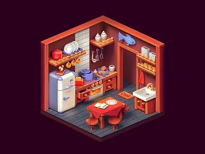 Kitchen 3d art blender cycles game illustration