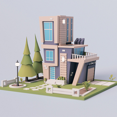 Cartoon Modern House modern modern house stylized